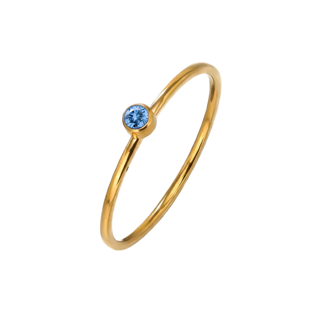 The Faye Dainty Birthstone Ring - Aquamarine