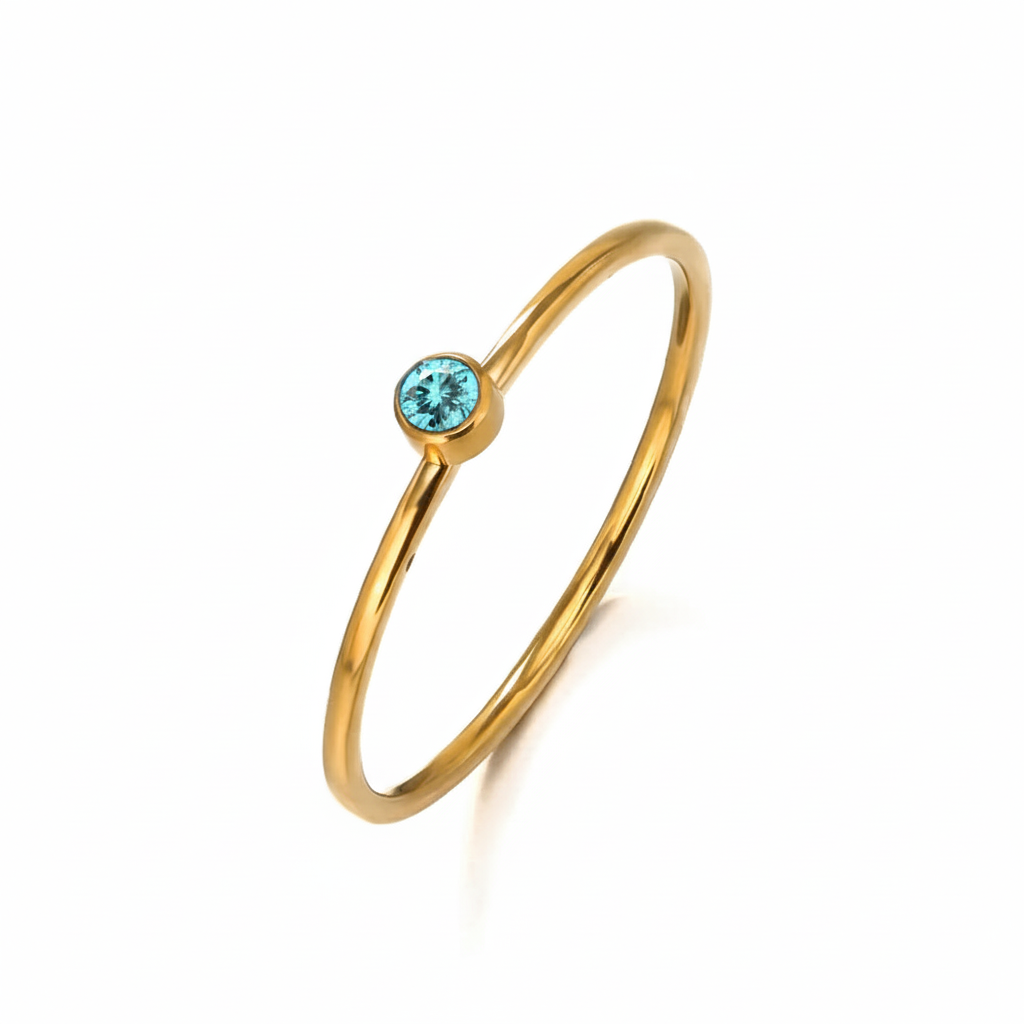 The Faye Dainty Birthstone Ring - Turquiose
