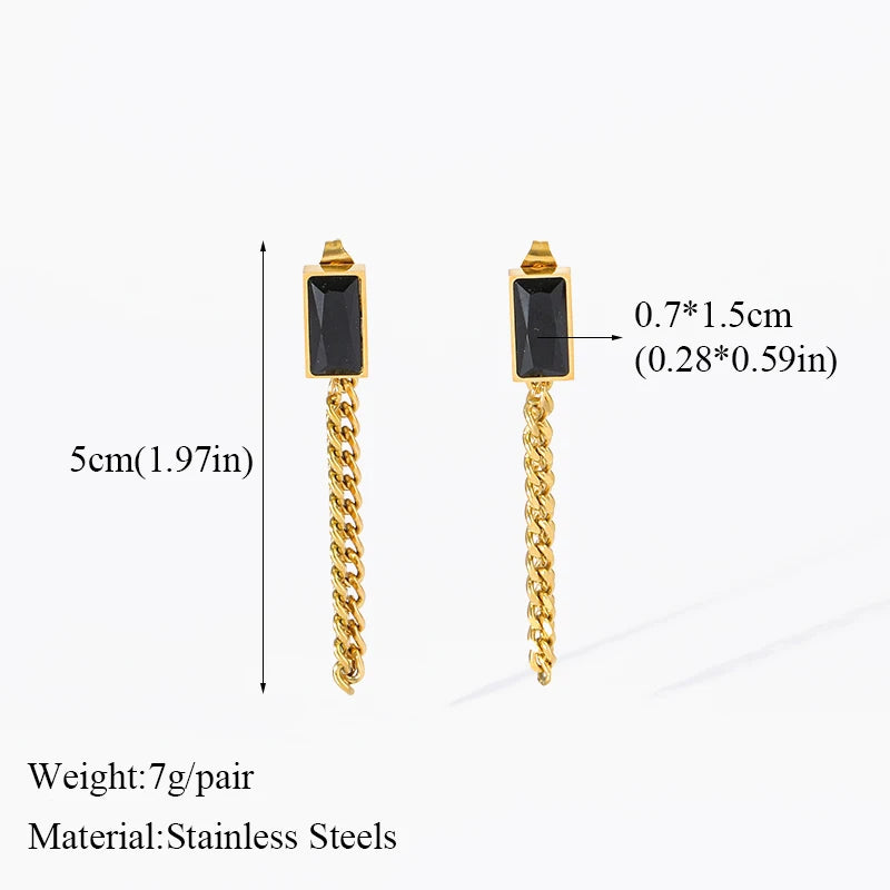 The Ravenna Black & Gold Chain Set - Necklace, Bracelet & Earrings | Onyx Black