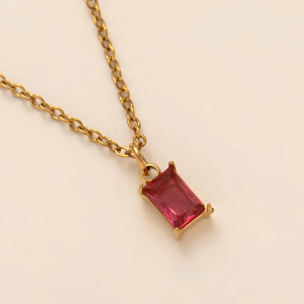 The Clara Solitaire Birthstone Necklace - Ruby