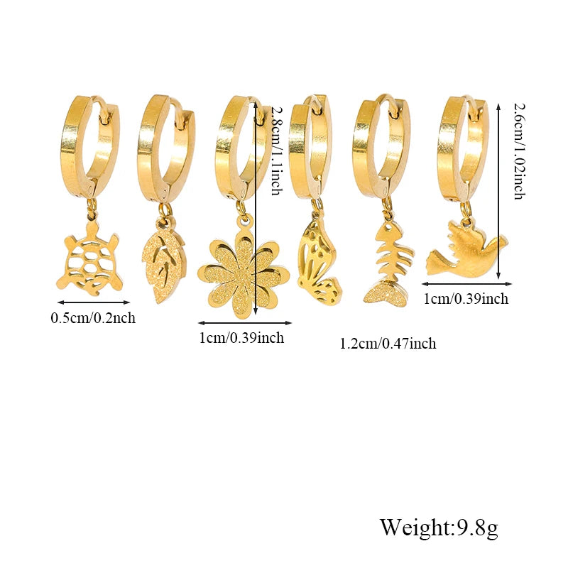 The Calypso Eclectic Charm Earring Set - Gold Huggies