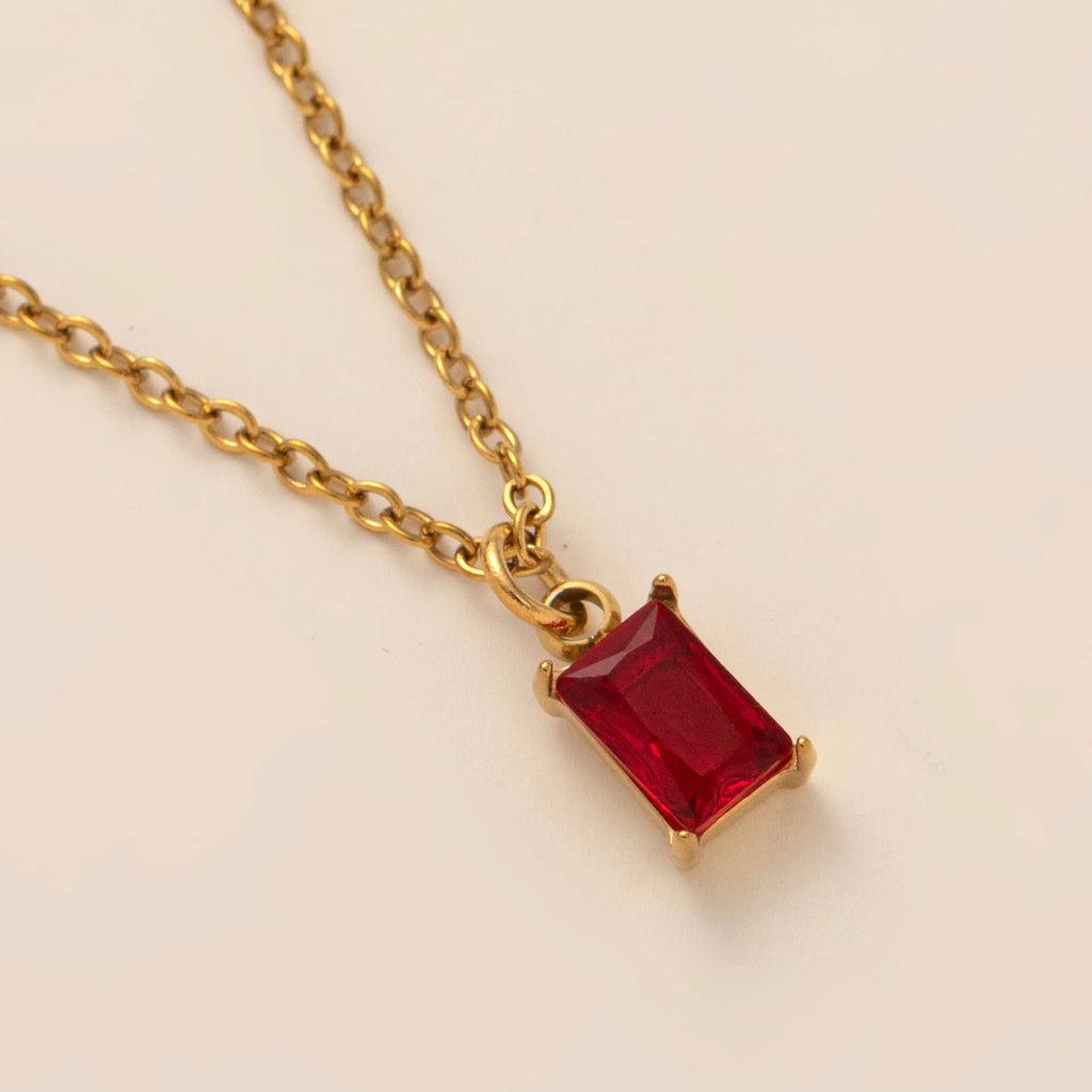 The Clara Solitaire Birthstone Necklace - Garnet