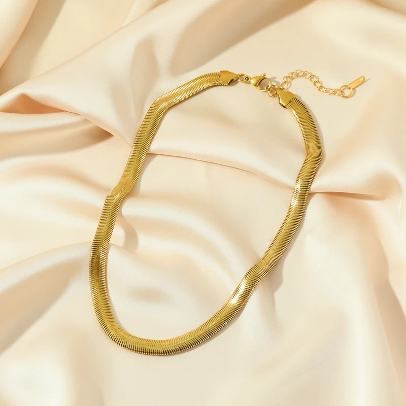 The Bianca Liquid Gold Herringbone Necklace