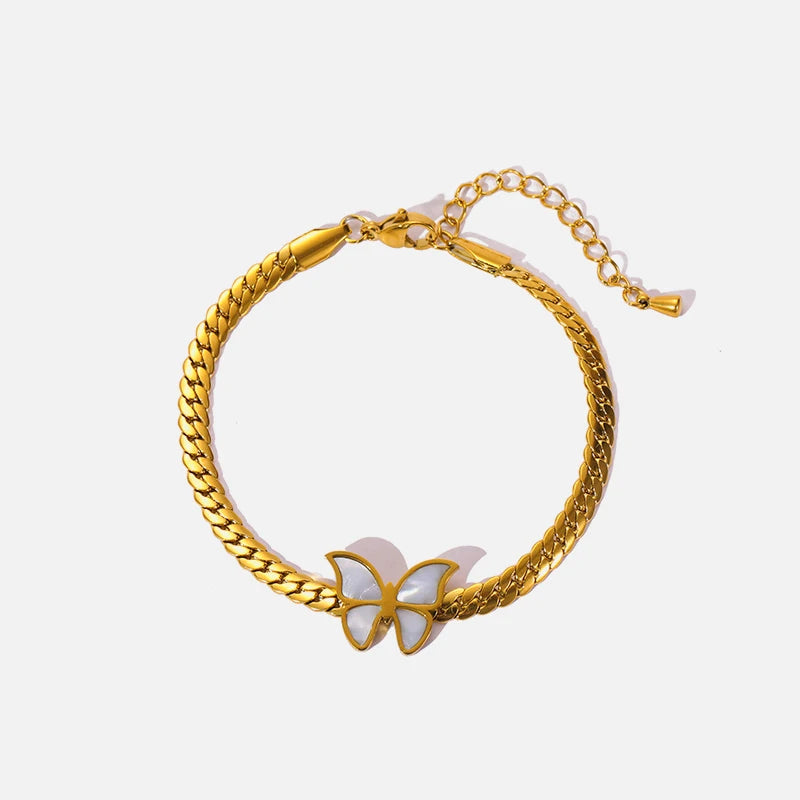 The Mariposa Butterfly Bracelet - White Shell & Gold