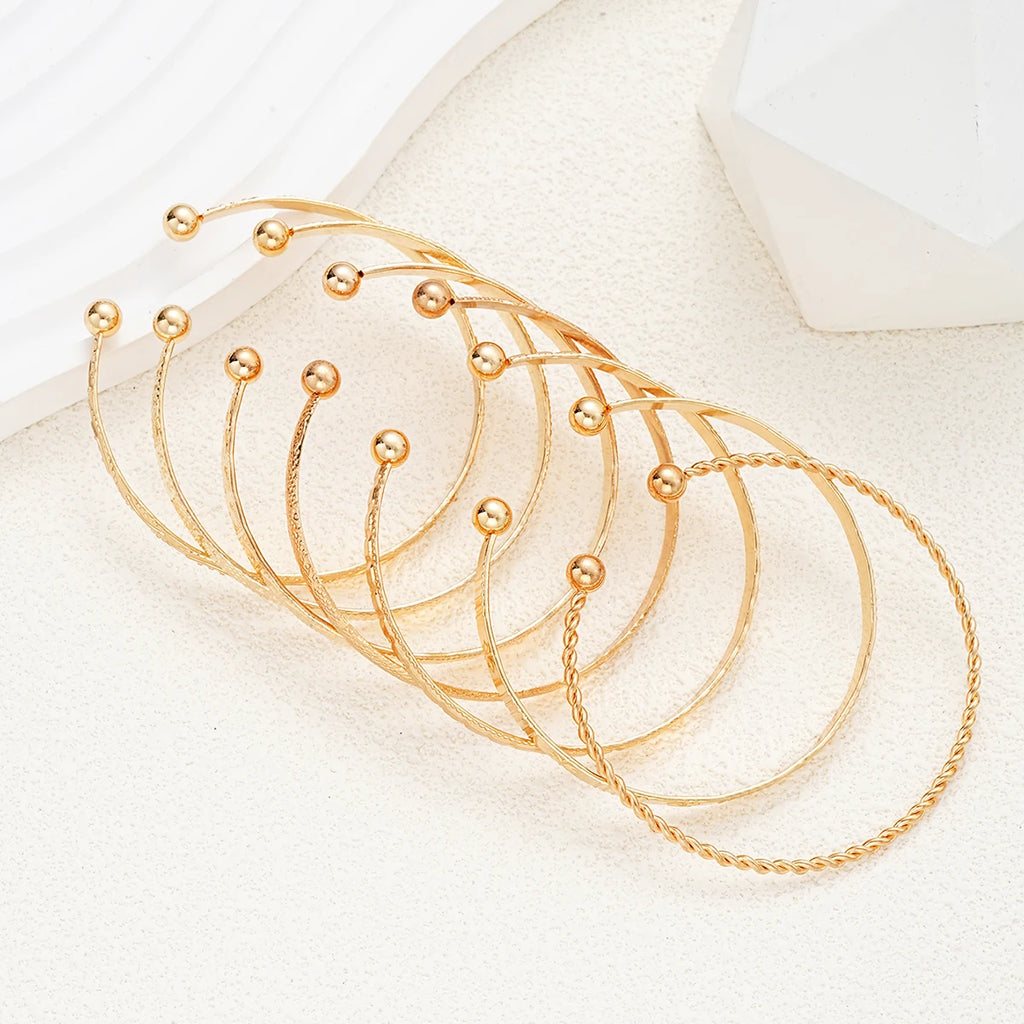 The Bazaar Stacking Bangle Set - Eclectic Gold Cuffs