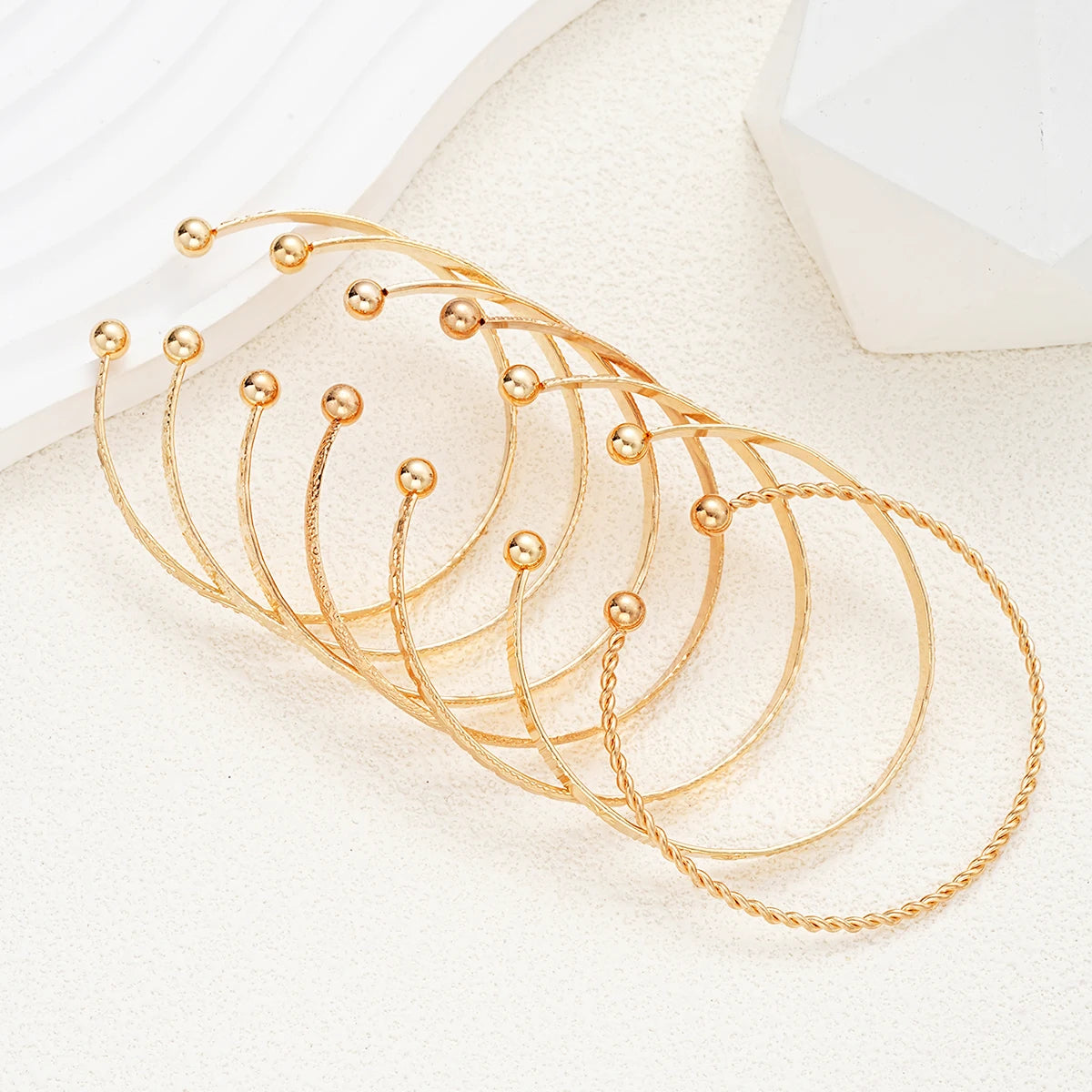 The Bazaar Stacking Bangle Set - Eclectic Gold Cuffs