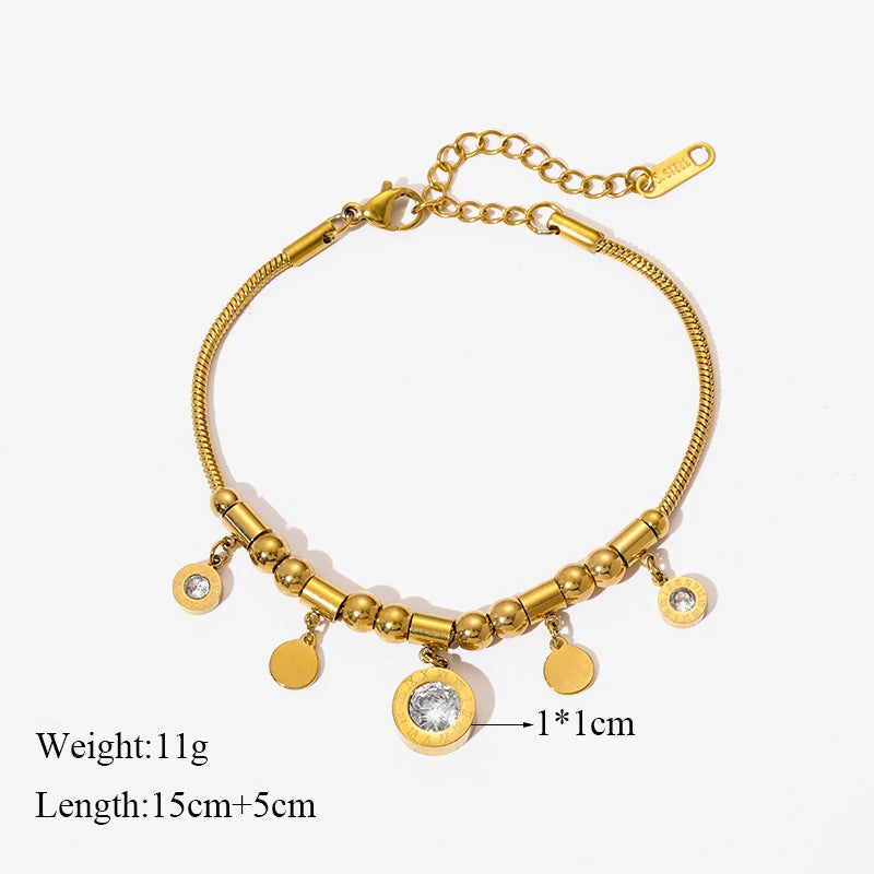 The Lucia Crystal Charm Bracelet - Gold