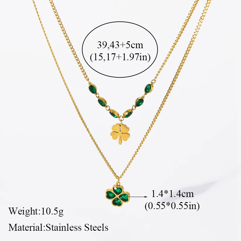 The Orla Crystal Clover Bangle & Earring Set - Emerald Green & Gold