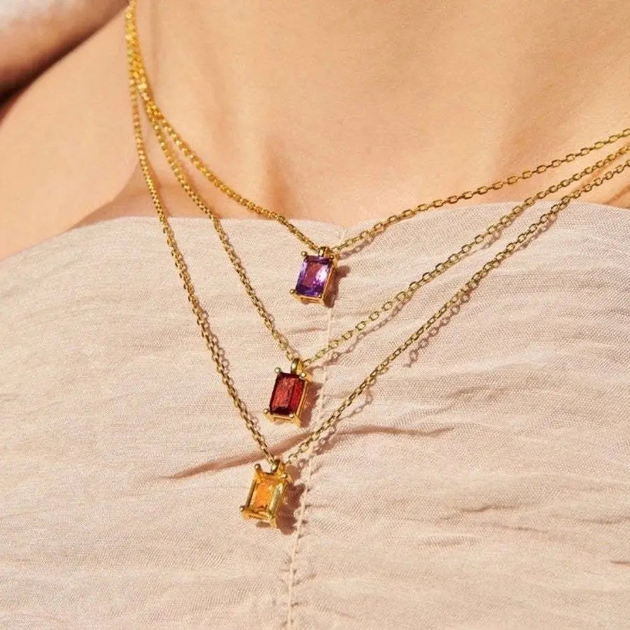 The Clara Solitaire Birthstone Necklace - Ruby