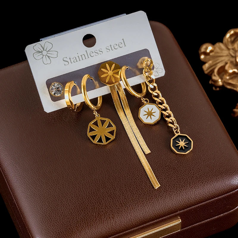 The Talisman Eclectic Charm Earring Set - Gold Huggies & Stud