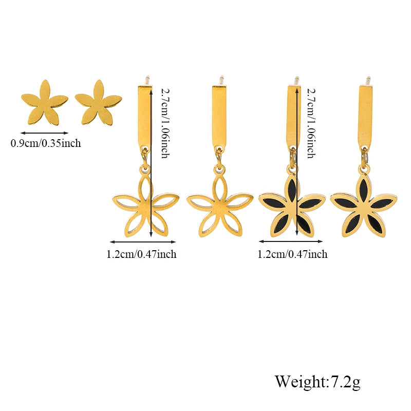 The Linnea Minimalist Flower Earring Set - Gold