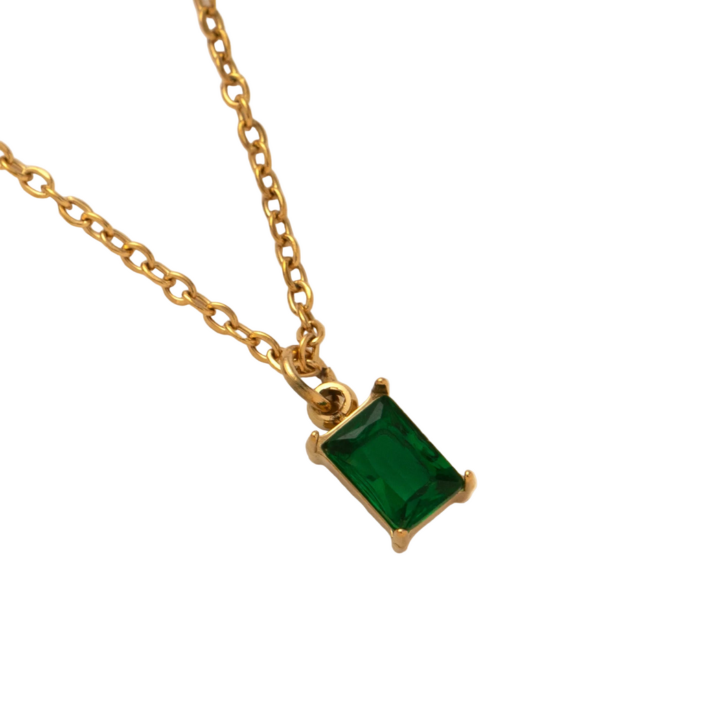 The Clara Solitaire Birthstone Necklace - Emerald