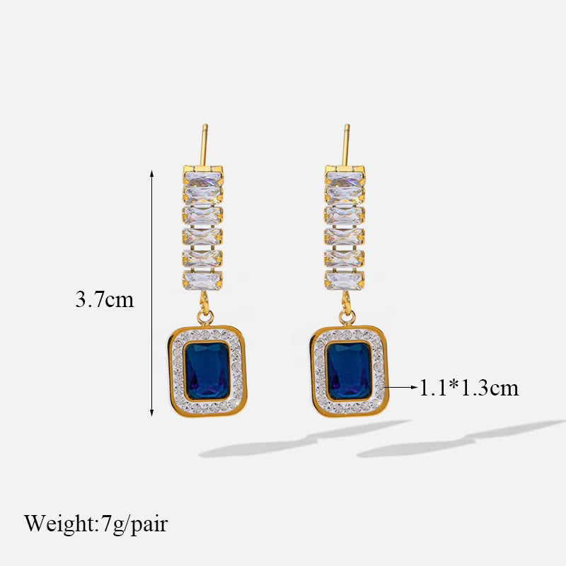 The Astoria Layered Necklace & Earring Set - Sapphire Blue Art Deco