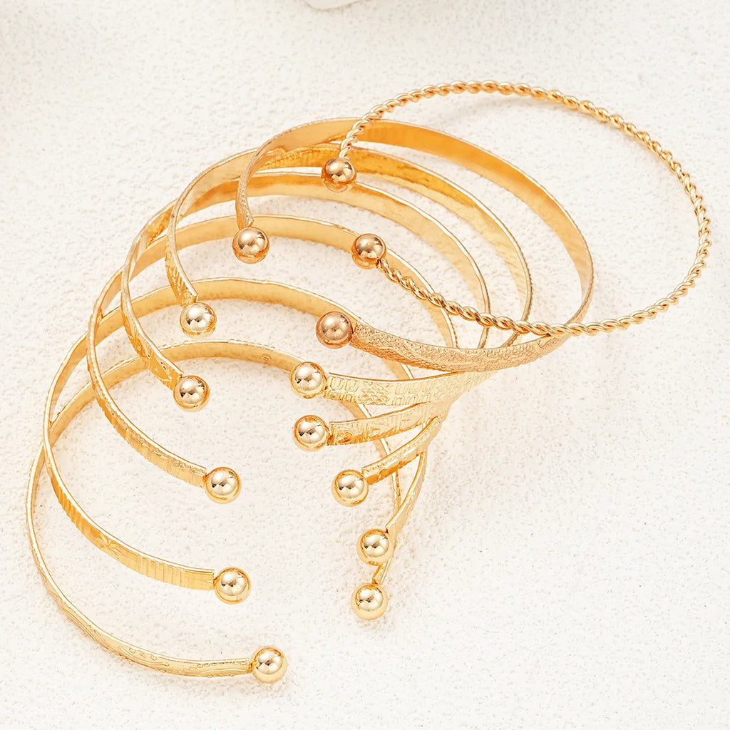 The Bazaar Stacking Bangle Set - Eclectic Gold Cuffs