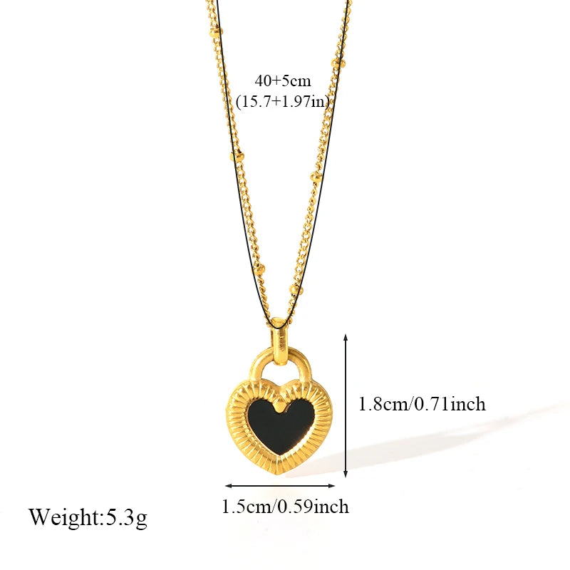 The Thea Textured Heart Padlock Necklace - Gold