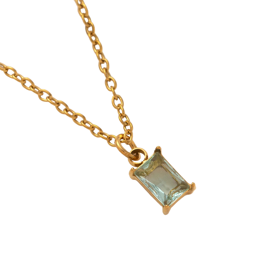 The Clara Solitaire Birthstone Necklace - Aquamarine