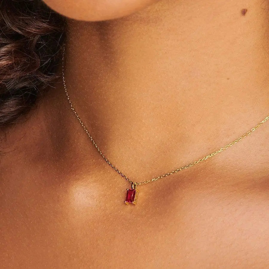 The Clara Solitaire Birthstone Necklace - Ruby