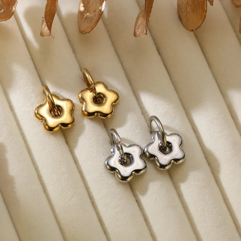 The Daisy Enamel Flower Hoops - Gold