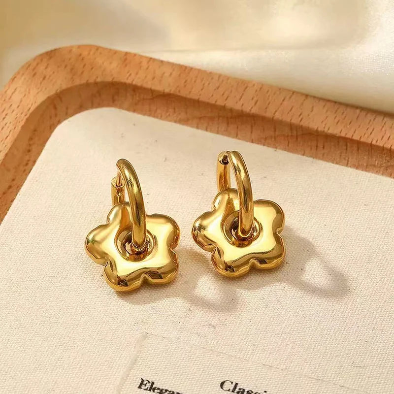 The Daisy Enamel Flower Hoops - Gold