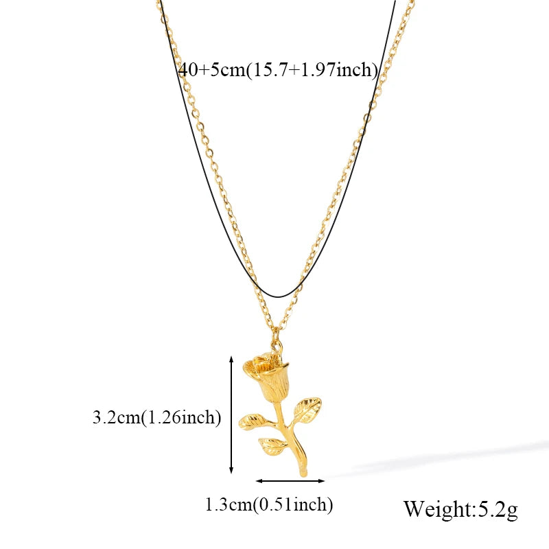 The Belle Enchanted Rose Necklace - Gold