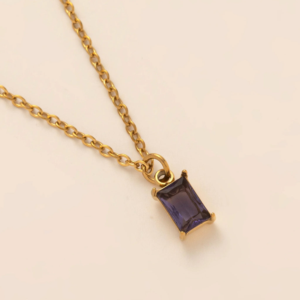 The Clara Solitaire Birthstone Necklace - Amethyst