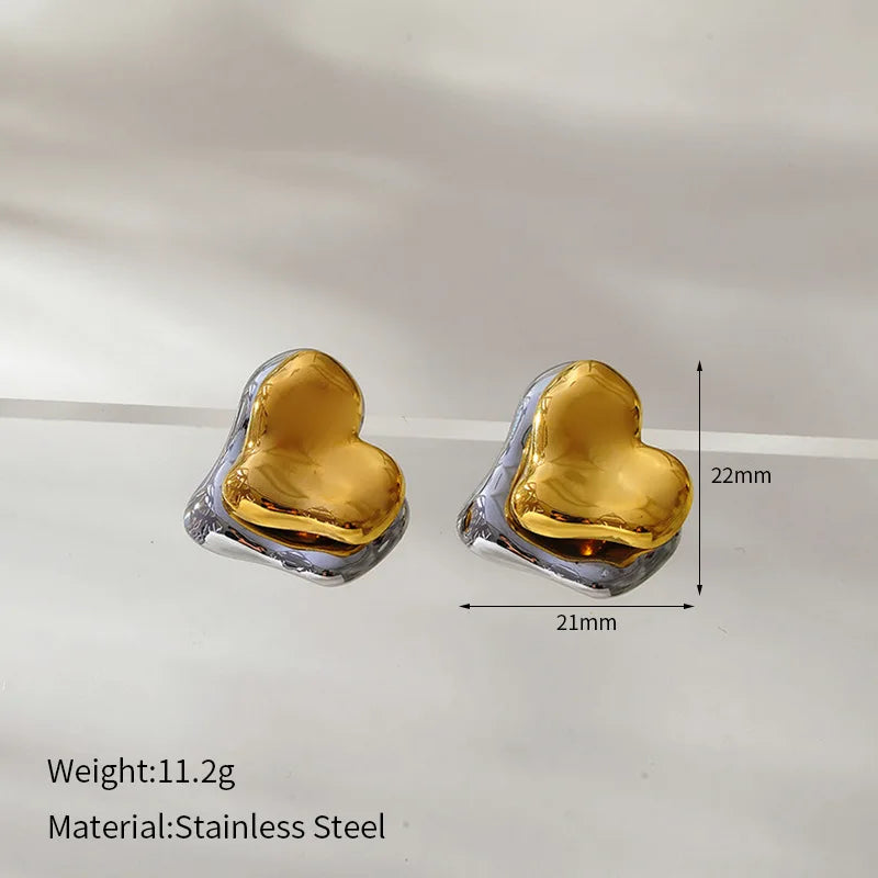 The Amore Sculptural Heart Earrings - Two-Tone Gold & Silver | Rosiri