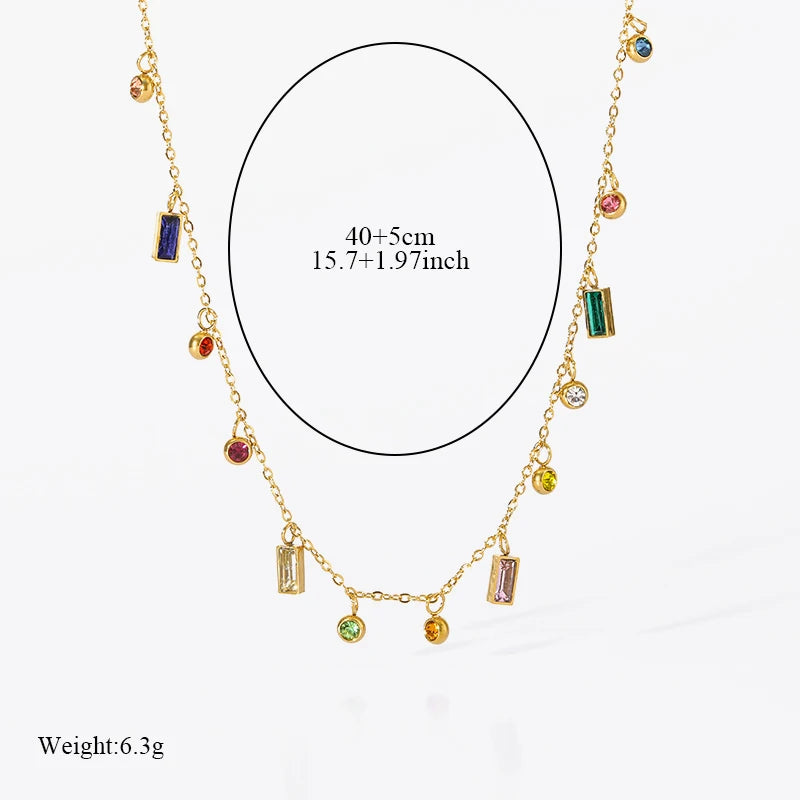 The Iris Rainbow Crystal Necklace - Gold