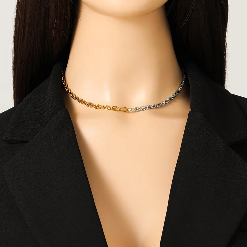 The Janus Two-Tone Toggle Necklace - Gold & Silver