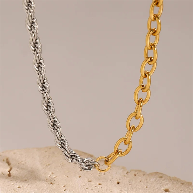 The Janus Two-Tone Toggle Necklace - Gold & Silver