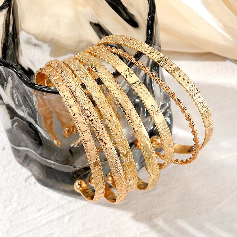 The Bazaar Stacking Bangle Set - Eclectic Gold Cuffs
