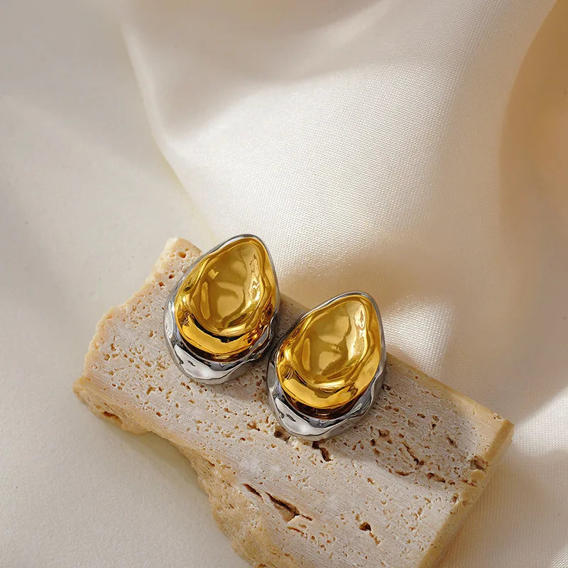 The Gaia Sculptural Stud Earrings - Two-Tone Molten Gold & Silver
