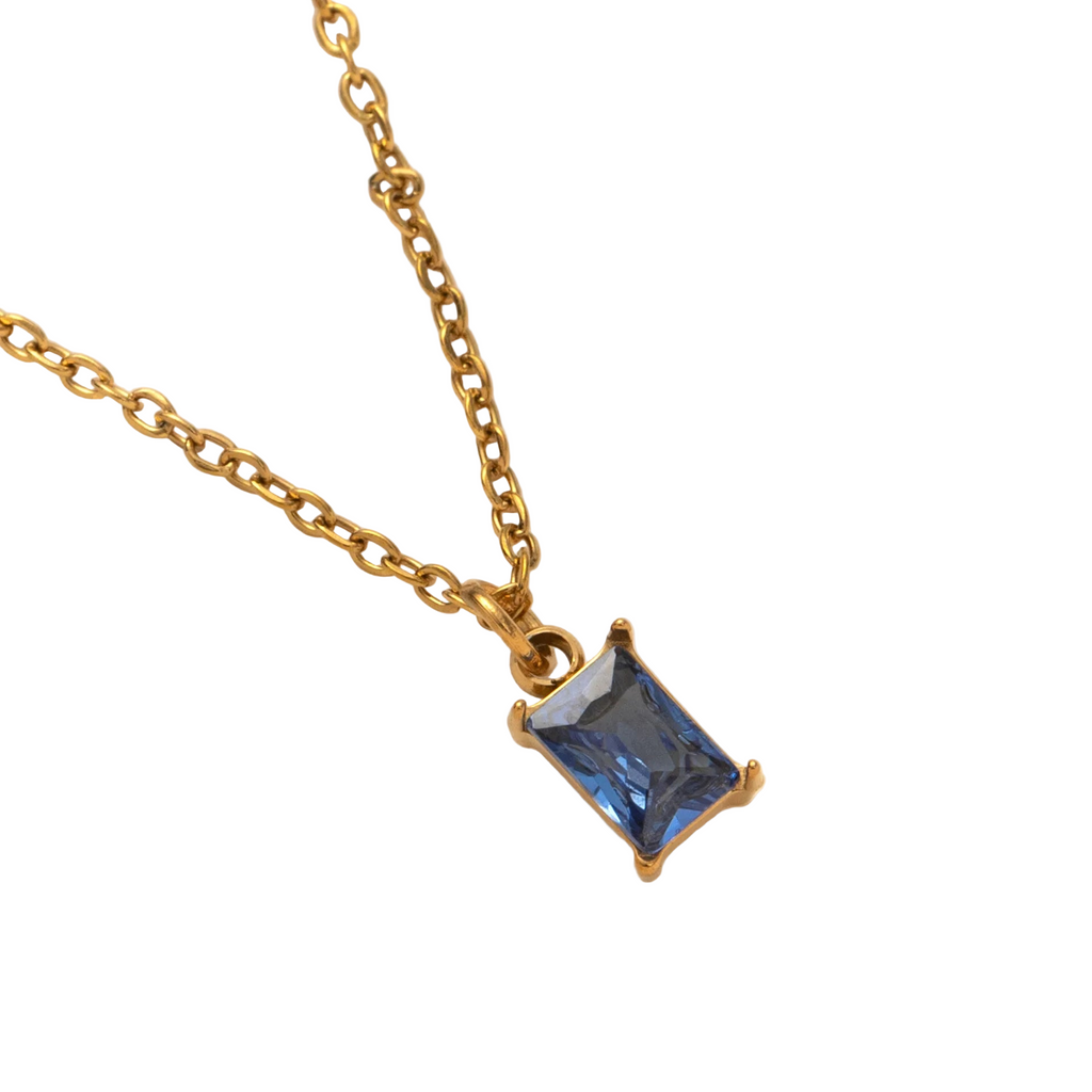 The Clara Solitaire Birthstone Necklace - Sapphire