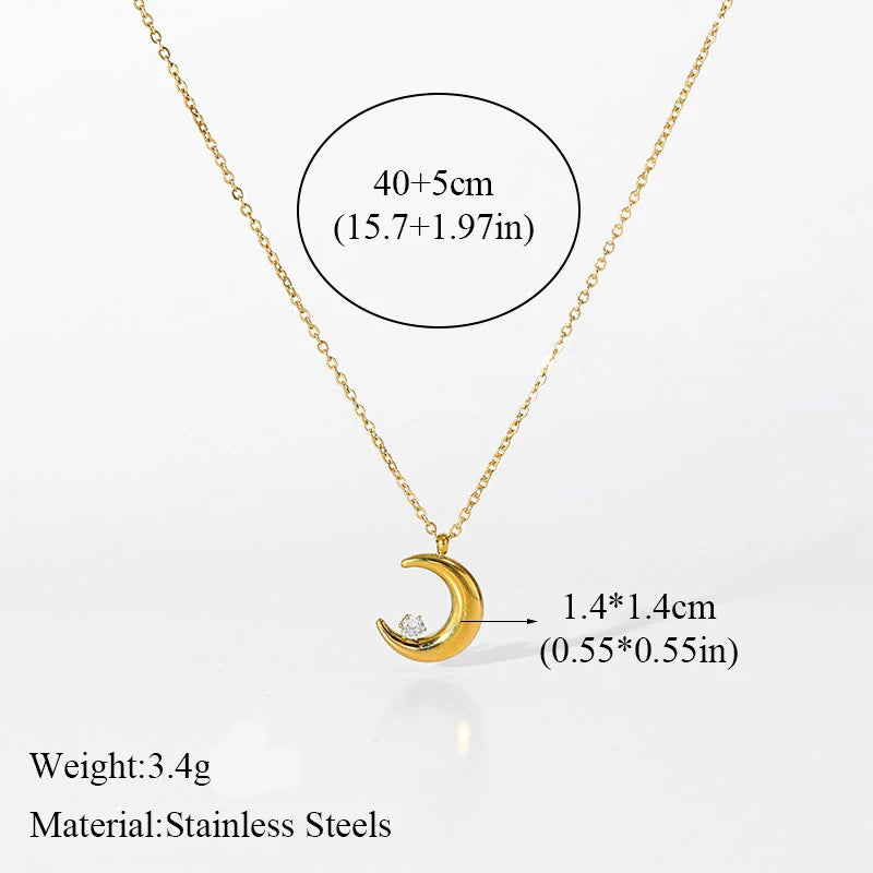 The Selene Crescent Moon Necklace - Gold & Crystal