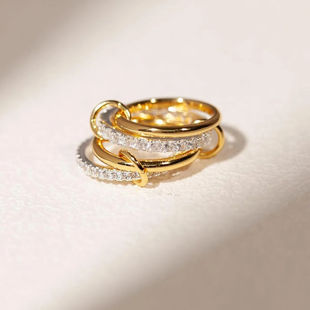 The Seraphina Multi-Band Statement Ring - Two-Tone & Crystal