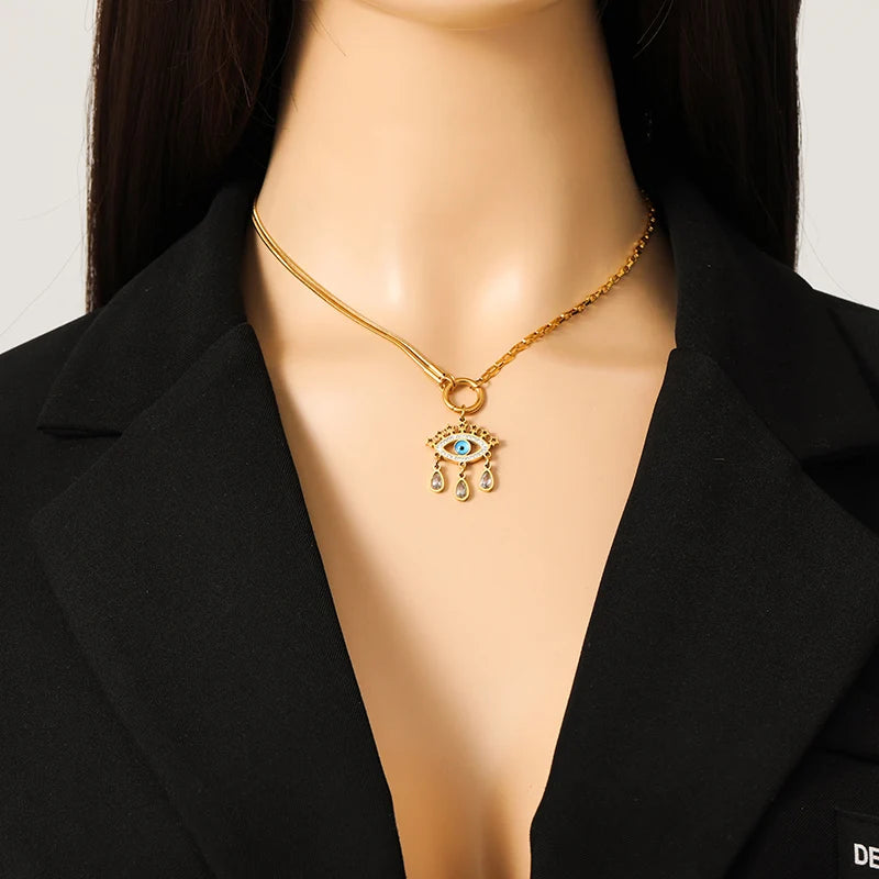 The Oracle Evil Eye Necklace - Asymmetrical Gold Chain