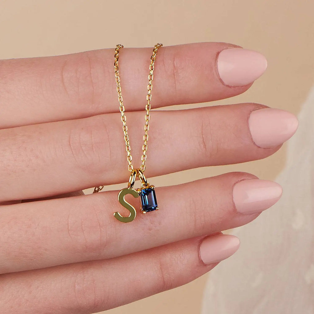 The Clara Solitaire Birthstone Necklace - Sapphire