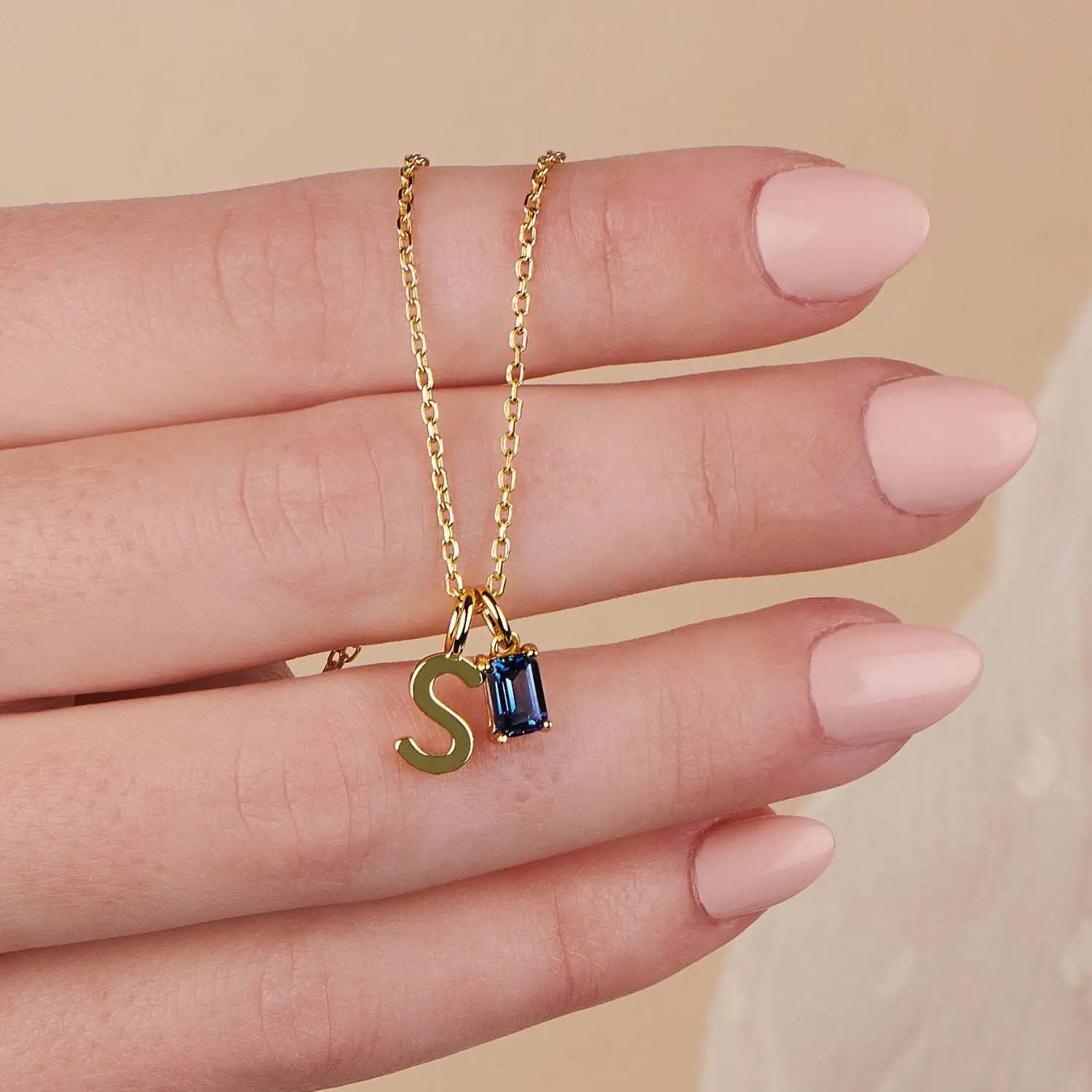 The Clara Solitaire Birthstone Necklace - Sapphire