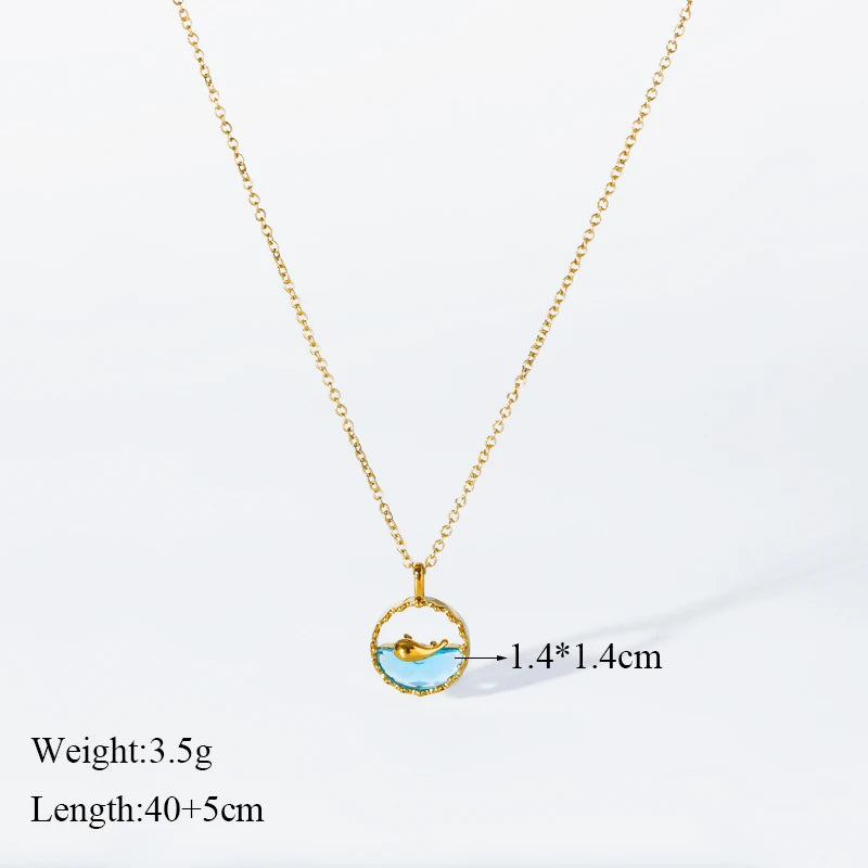 The Laboon Ocean Whale Necklace - Blue Crystal & Gold