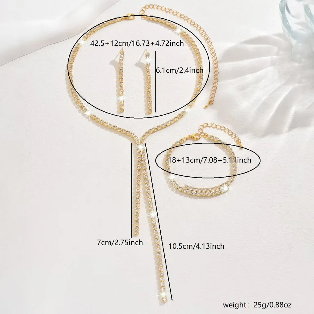 The Riviera Crystal Jewellery Set (4-Piece) - Lariat Necklace & Bracelet