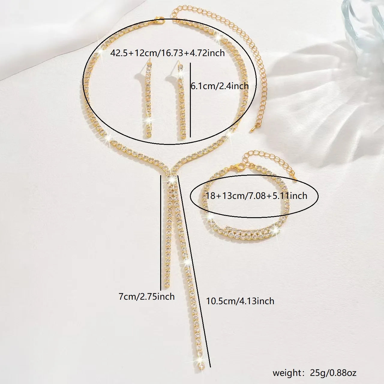 The Riviera Crystal Jewellery Set (4-Piece) - Lariat Necklace & Bracelet