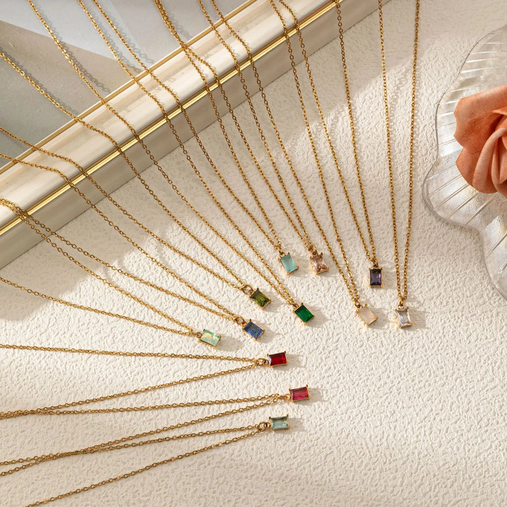 The Clara Solitaire Birthstone Necklace - Aquamarine