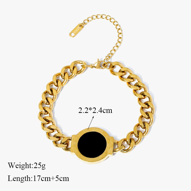 The Ravenna Black & Gold Curb Chain Bracelet