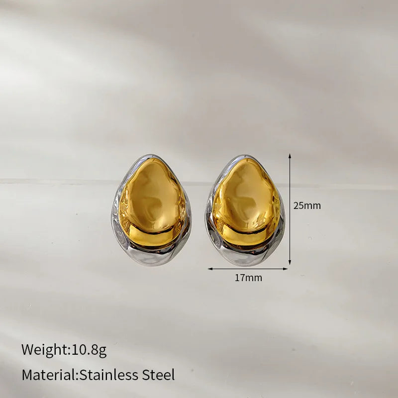 The Gaia Sculptural Stud Earrings - Two-Tone Molten Gold & Silver