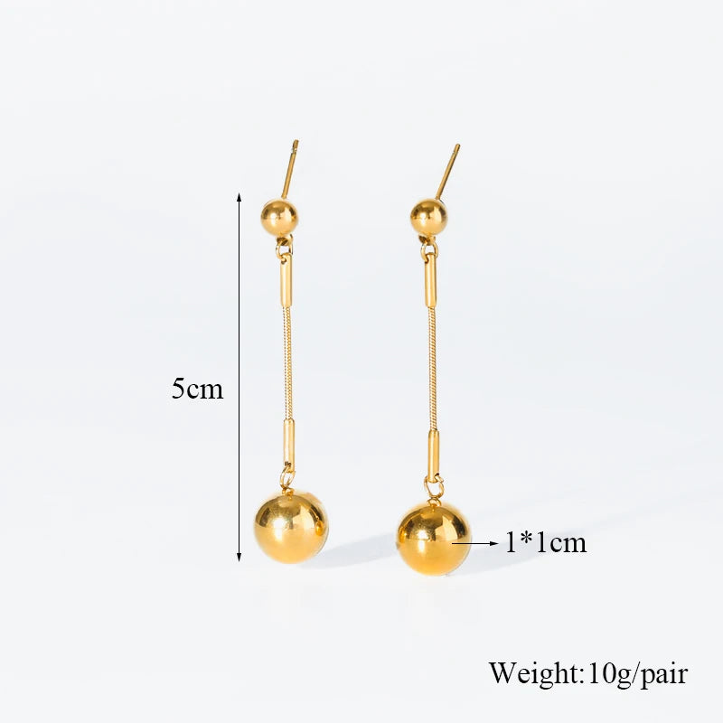 The Sloane Sphere & Snake Chain Earrings - Modern Gold Drops