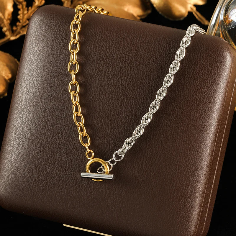 The Janus Two-Tone Necklace & Bracelet Set - Gold & Silver
