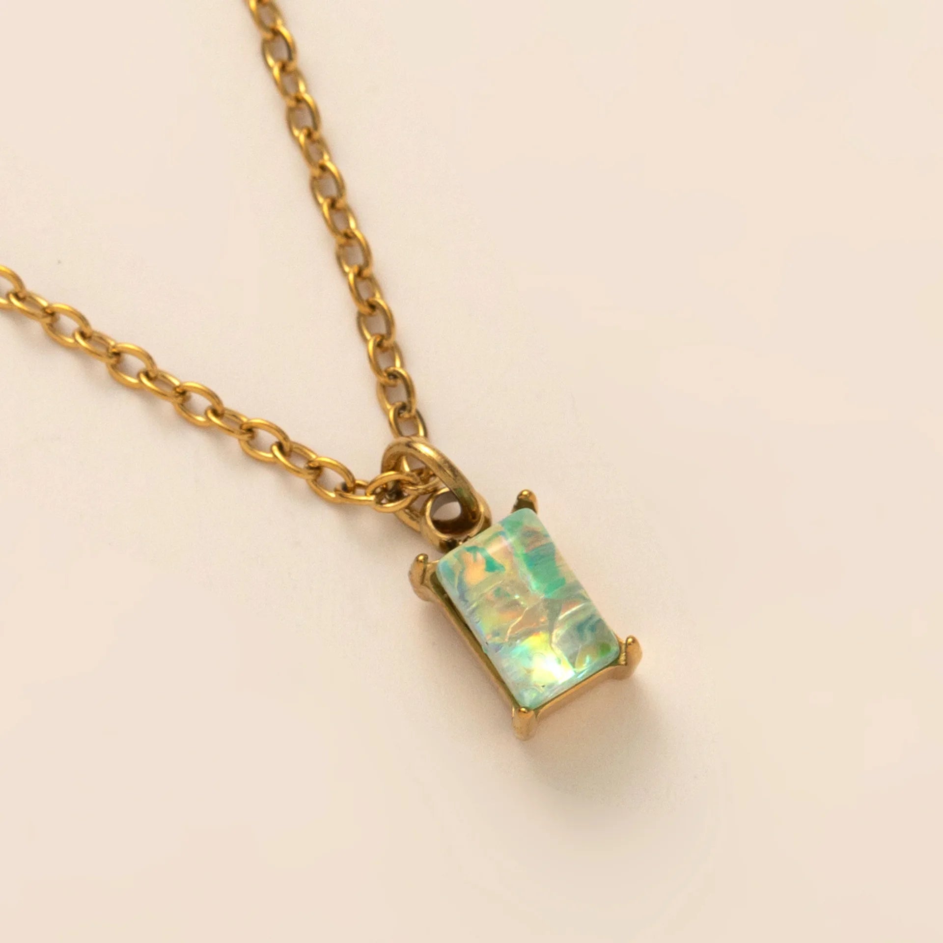 The Clara Solitaire Birthstone Necklace - Opal
