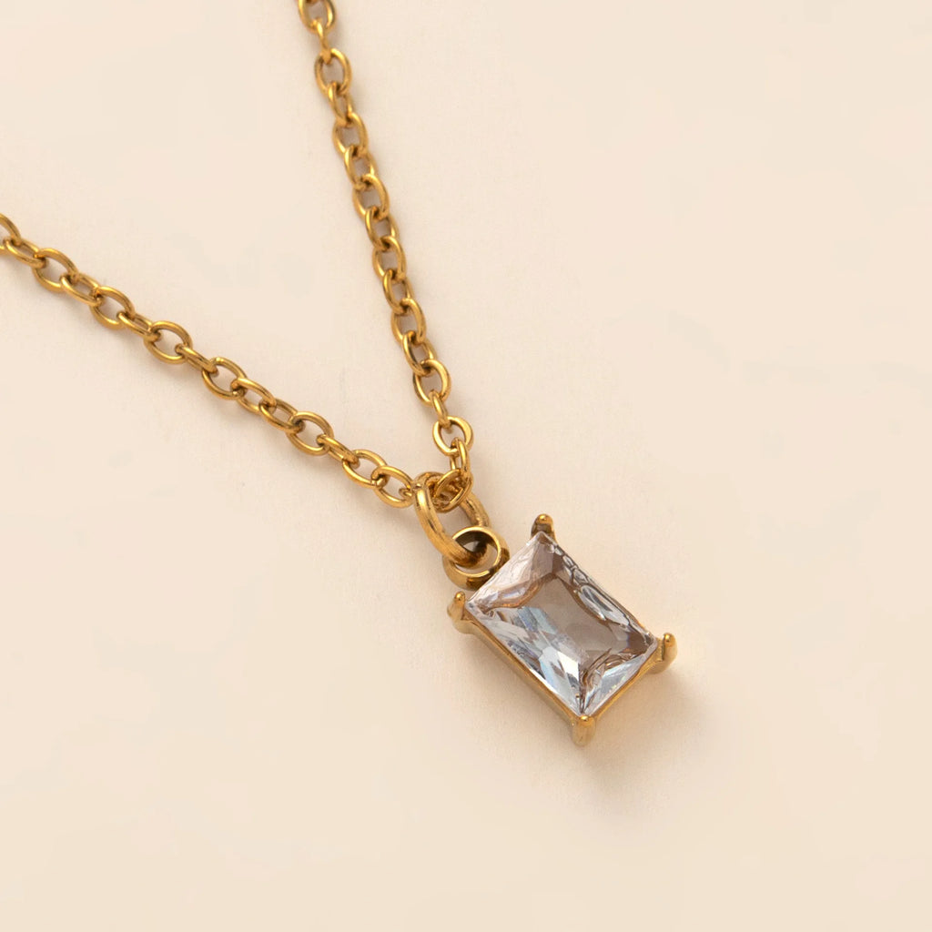 The Clara Solitaire Birthstone Necklace - White Topaz