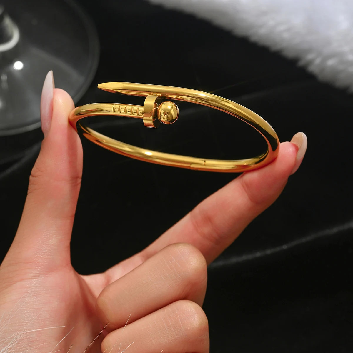 The Riley Nail Bangle - Gold