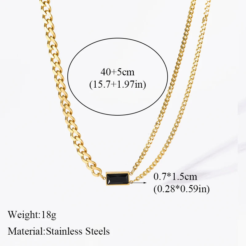 The Ravenna Black & Gold Chain Set - Necklace, Bracelet & Earrings | Onyx Black