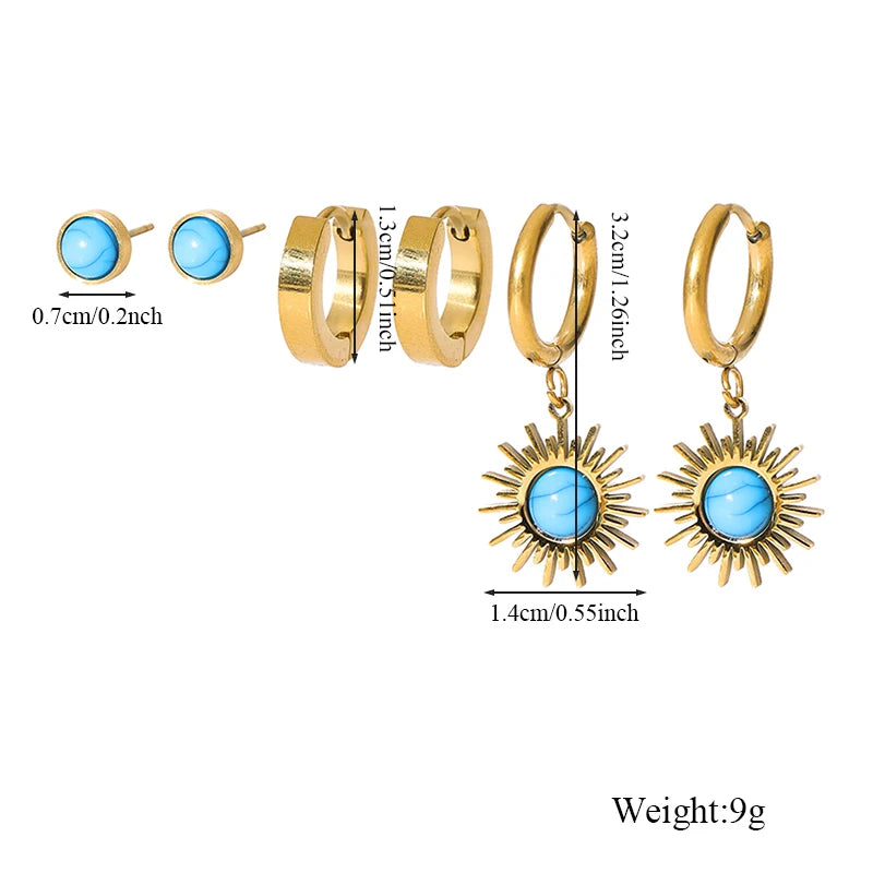 The Sedona Sunburst Earring Set - Turquoise & Gold